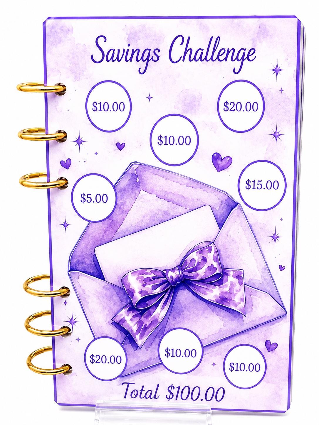 1K Savings Challenge Binder | Purple Cash Stuffing Budget Planner | A6 Money Saving Challenge | Gift for Her