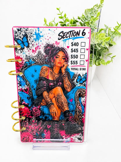 1K Savings Challenge Acrylic Binder Bundle with Cash Envelopes and Pink Pom-Pom