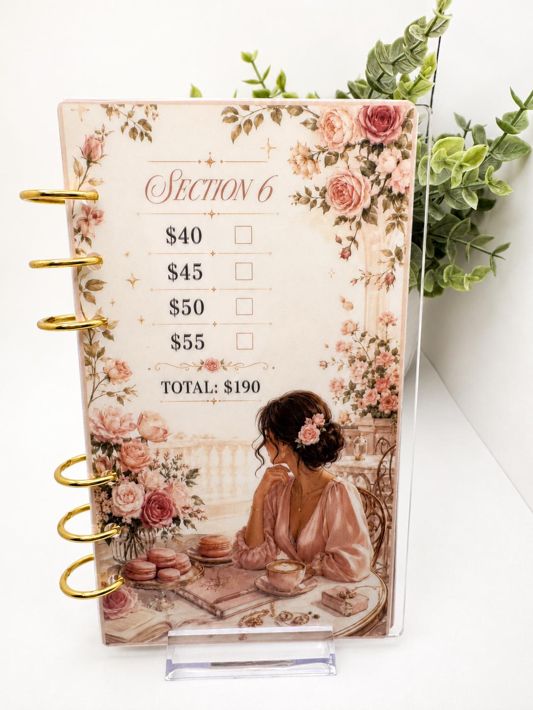 Blush 1K Savings Challenge Acrylic Binder Bundle with Cash Envelopes and Pom-Pom