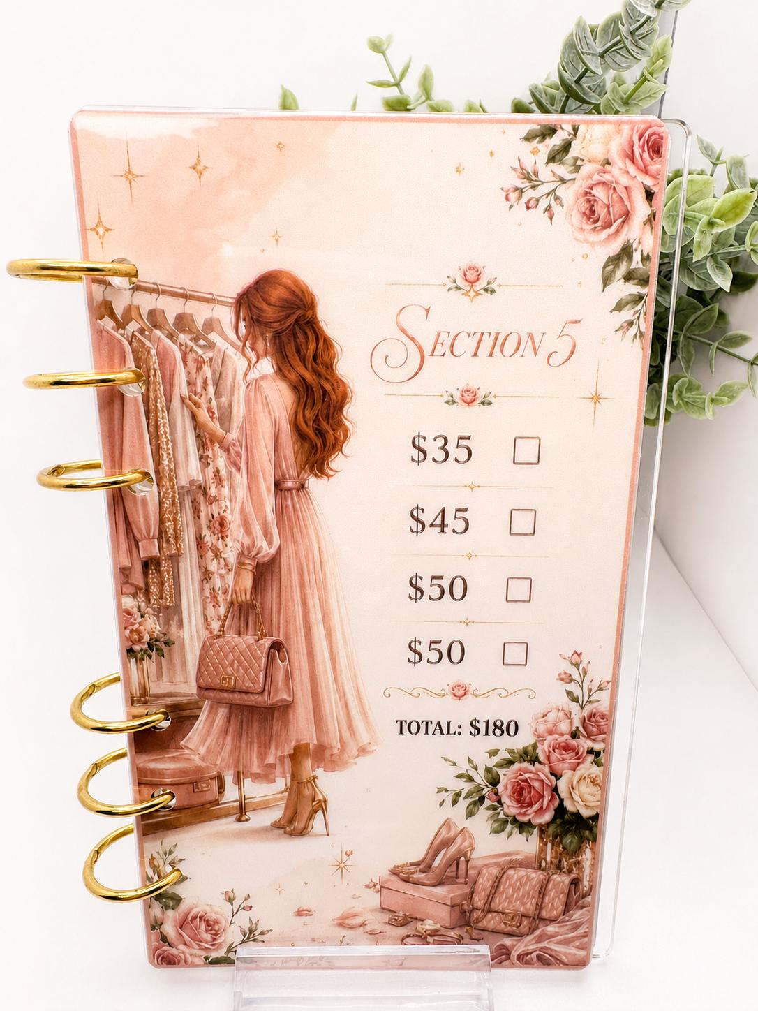 Blush 1K Savings Challenge Acrylic Binder Bundle with Cash Envelopes and Pom-Pom