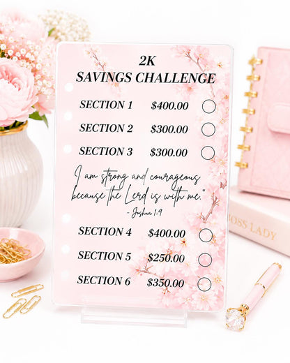 2K Savings Challenge Binder Inserts | Pink Floral Budget Tracker (A6)