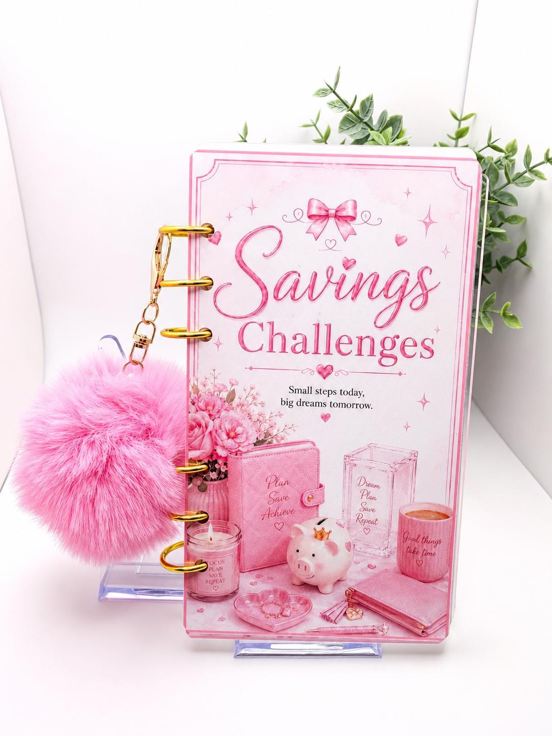 Pink Savings Challenge Binder Set | Cash Stuffing Budget Inserts (Reusable)