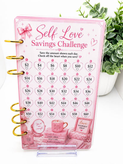 Pink Savings Challenge Binder Set | Cash Stuffing Budget Inserts (Reusable)