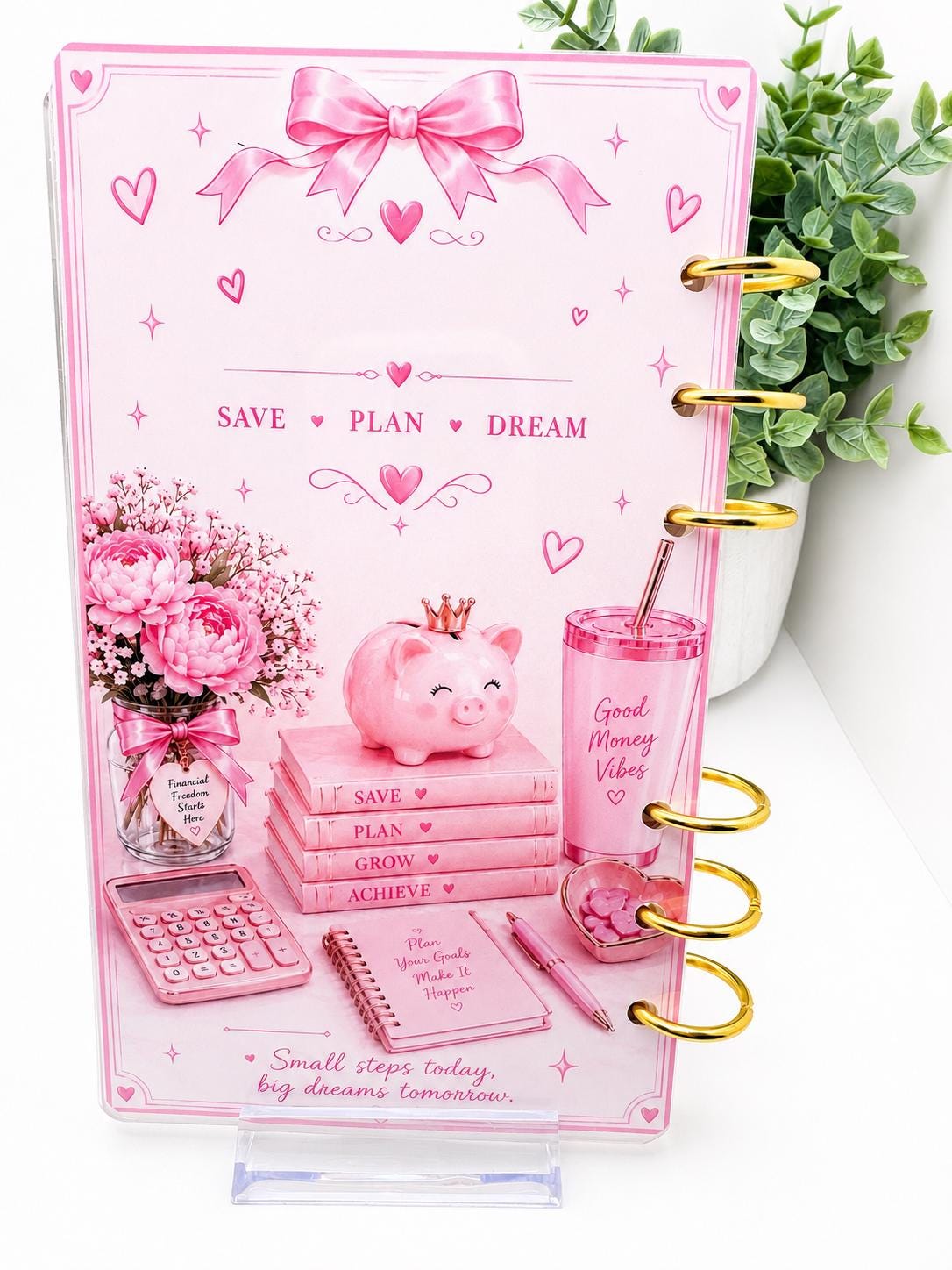 Pink Savings Challenge Binder Set | Cash Stuffing Budget Inserts (Reusable)