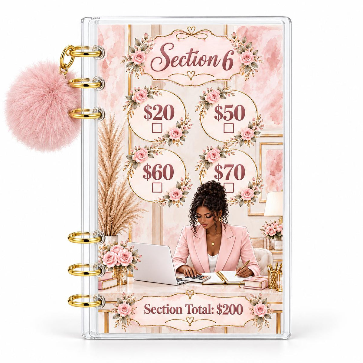 Uptown Blush 1K Savings Challenge A6 Acrylic Binder