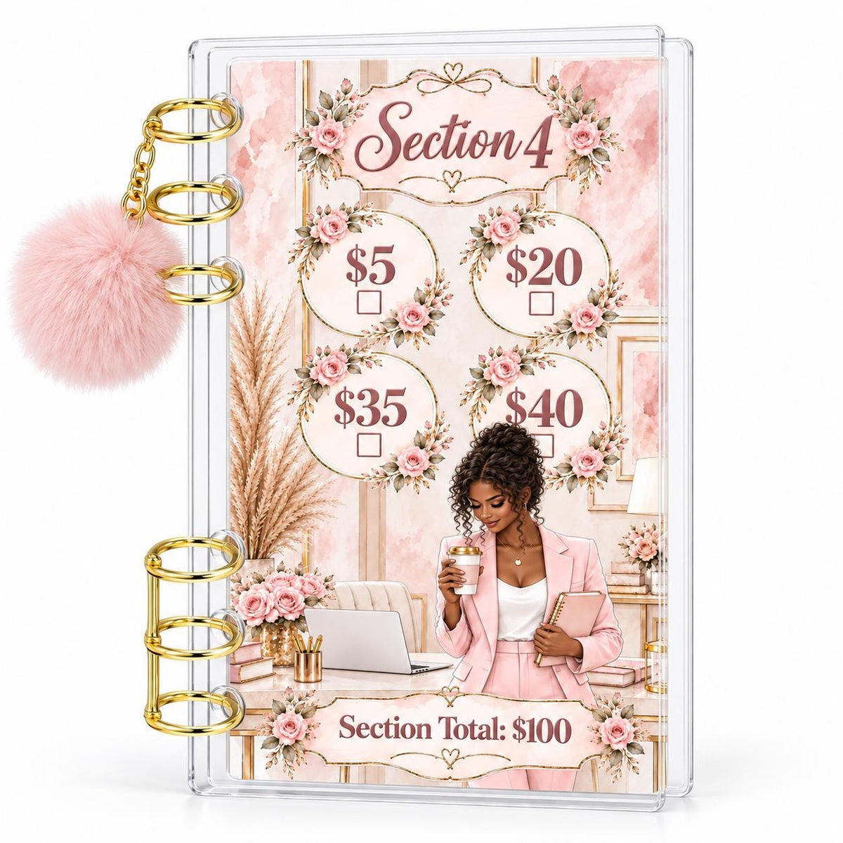 Uptown Blush 1K Savings Challenge A6 Acrylic Binder