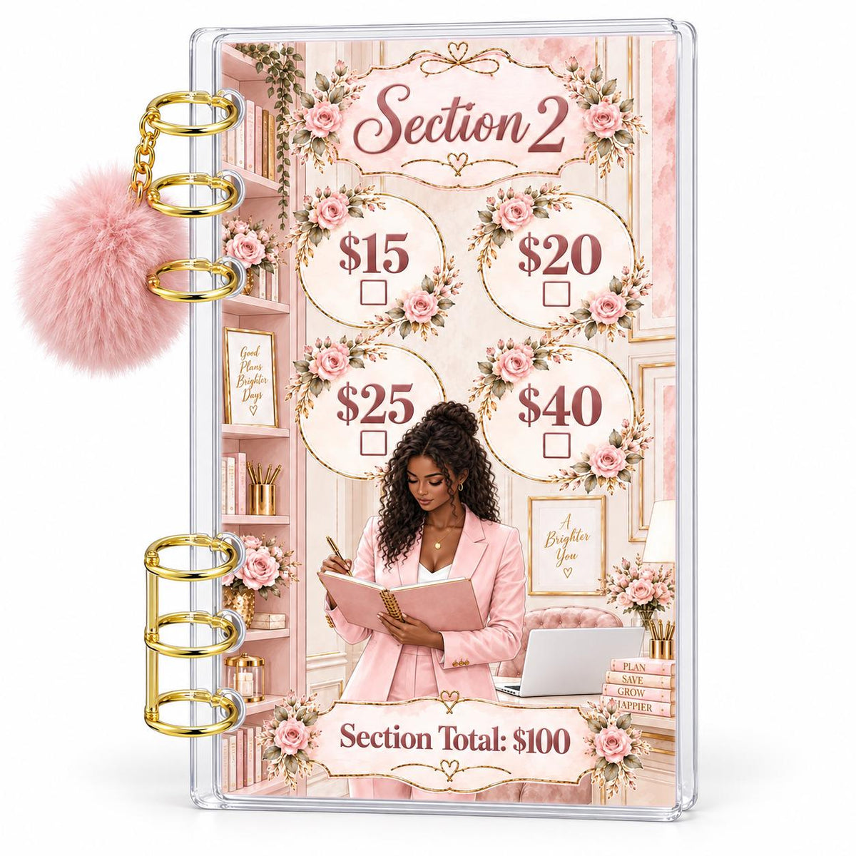 Uptown Blush 1K Savings Challenge A6 Acrylic Binder