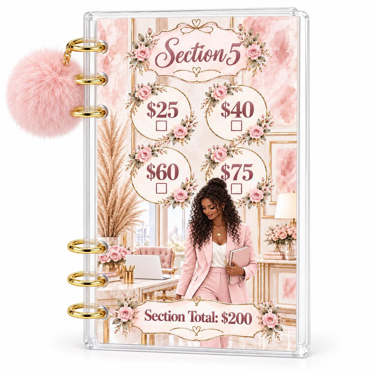 Uptown Blush 1K Savings Challenge A6 Acrylic Binder