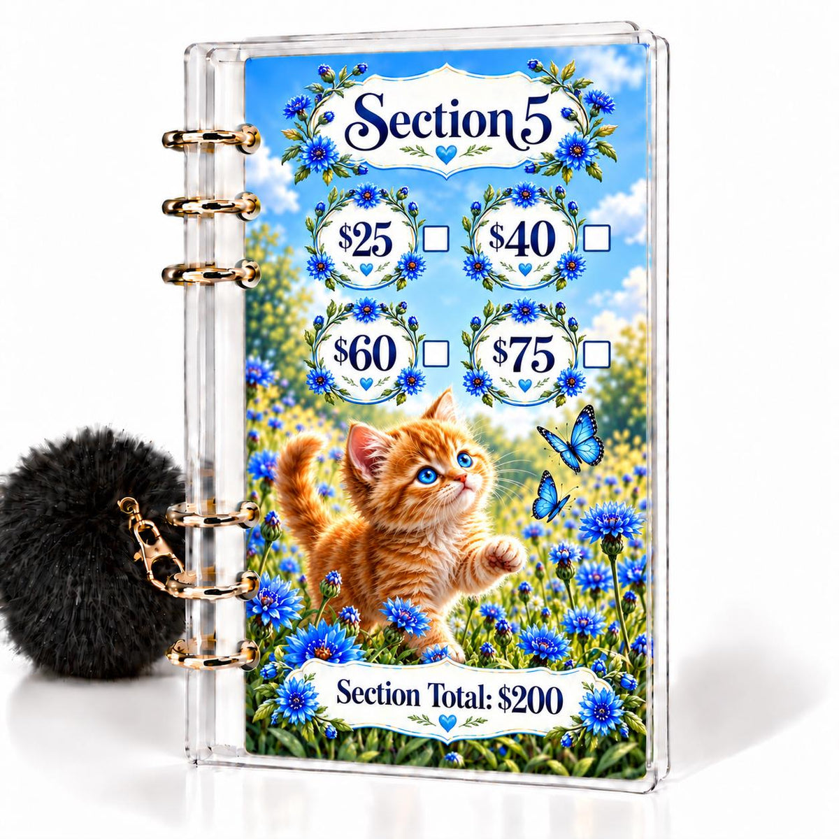 Whiskers & Wildflowers 1K Savings Challenge A6 Binder Bundle