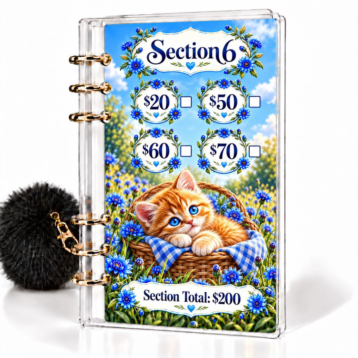 Whiskers & Wildflowers 1K Savings Challenge A6 Binder Bundle