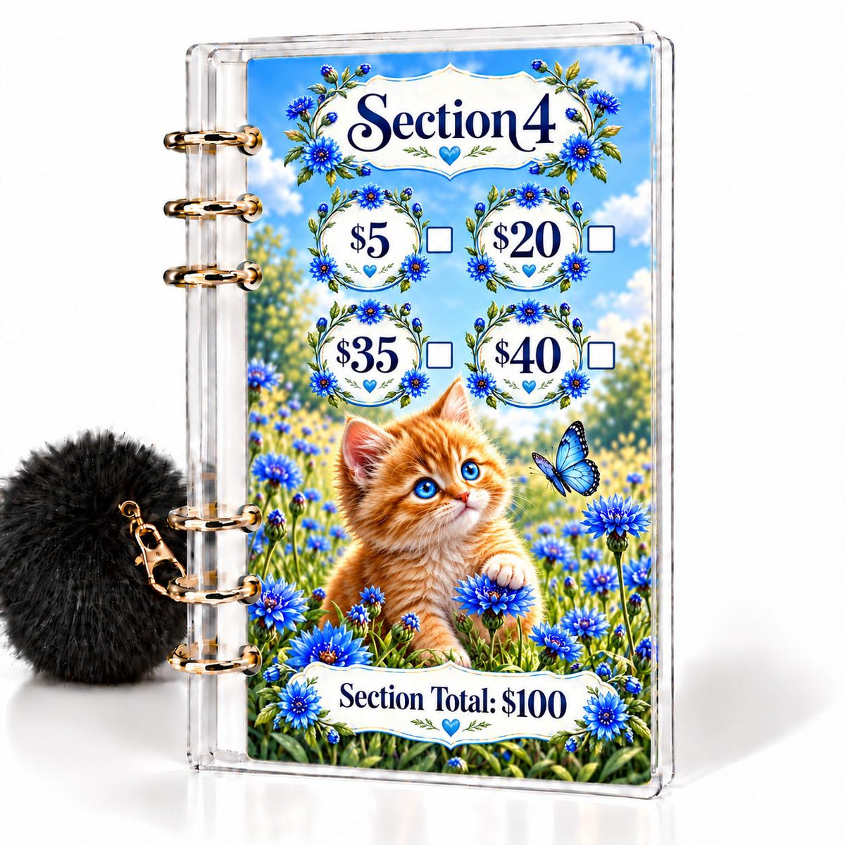 Whiskers & Wildflowers 1K Savings Challenge A6 Binder Bundle