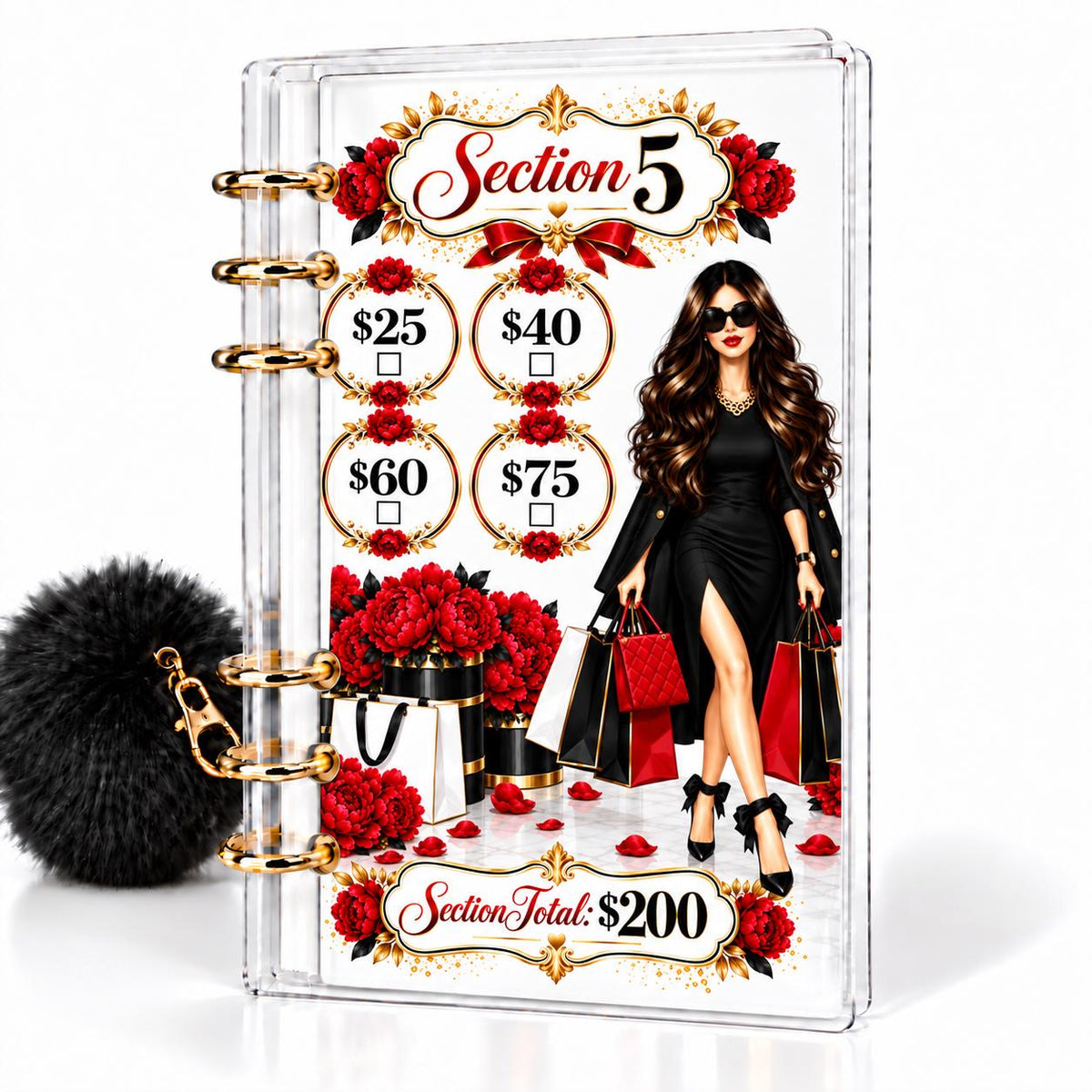 Red Luxe 1K Savings Challenge A6 Cash Binder Bundle