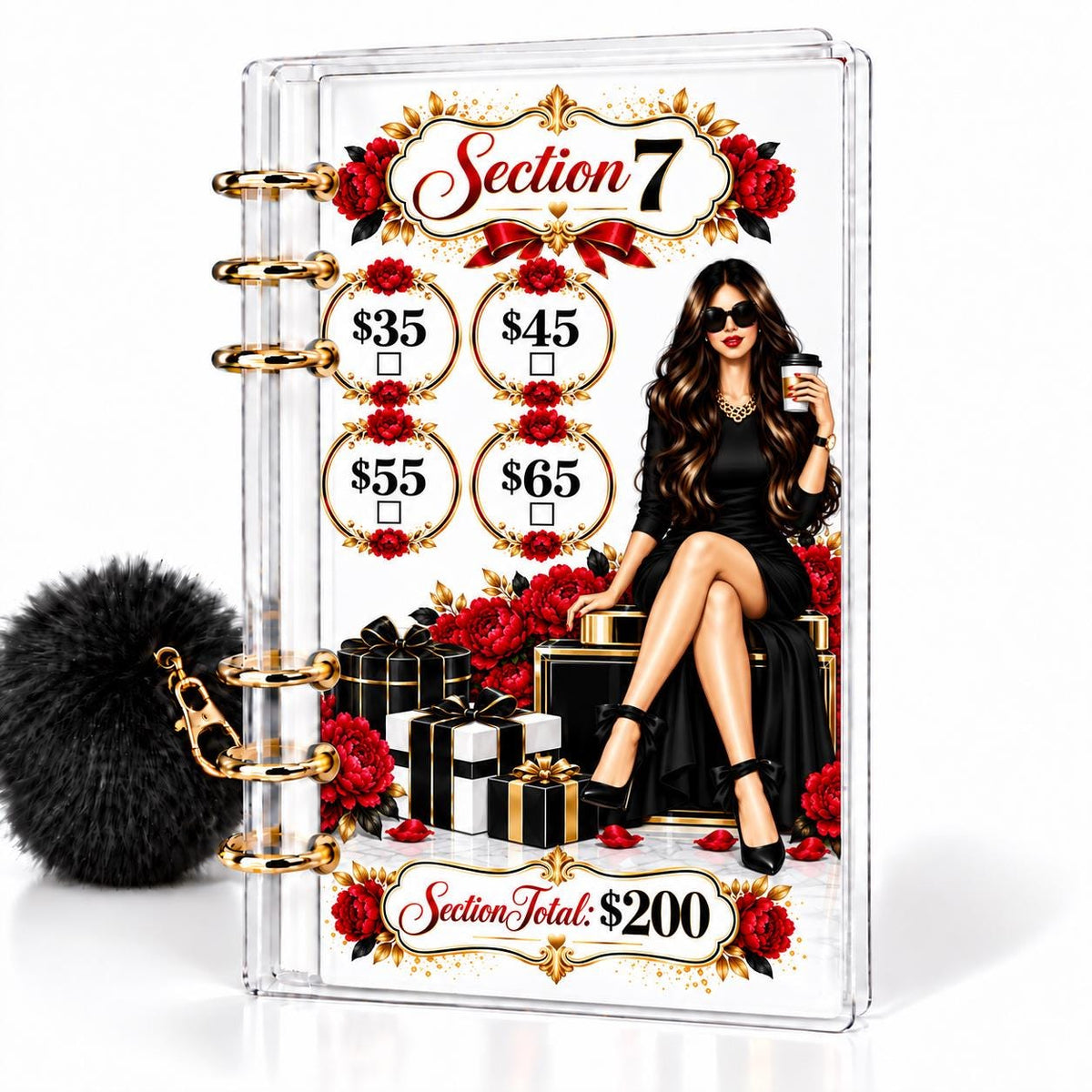 Red Luxe 1K Savings Challenge A6 Cash Binder Bundle