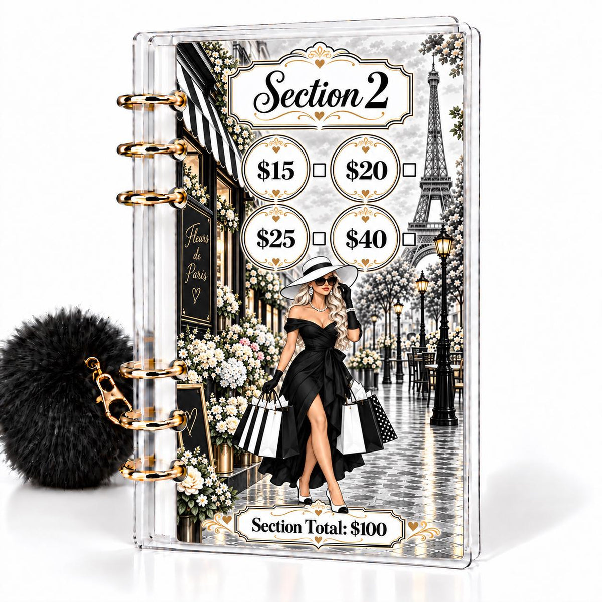Parisian Chic 1K Savings Challenge A6 Cash Binder Bundle