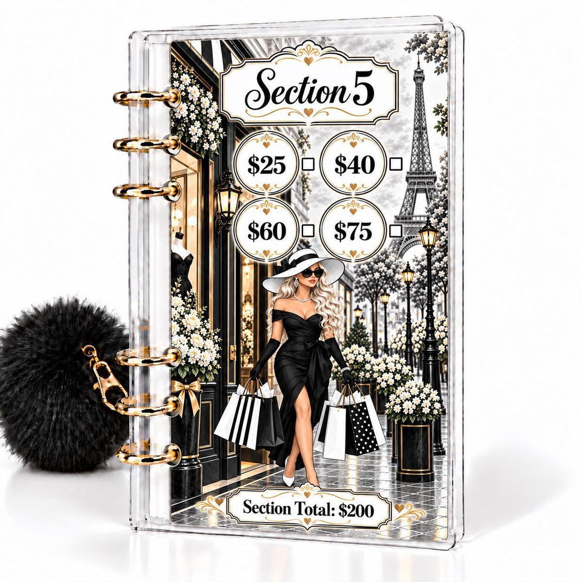Parisian Chic 1K Savings Challenge A6 Cash Binder Bundle