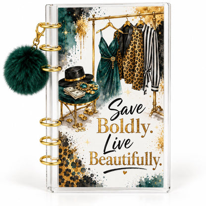 1K Savings Challenge Binder, A6 Acrylic Budget Planner, Green Pom Pom