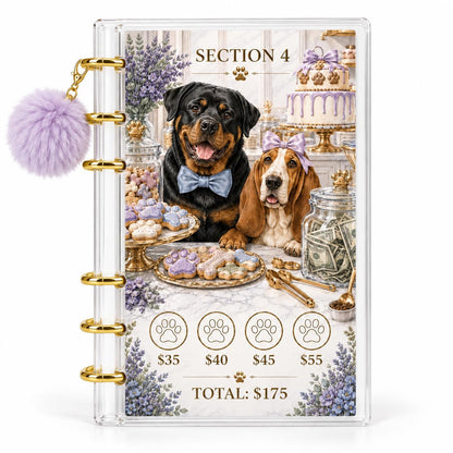 Dog 1K Savings Challenge Binder A6 Clear Acrylic Cash Budget Bundle