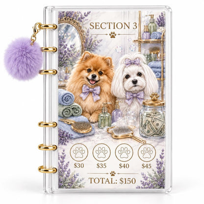 Dog 1K Savings Challenge Binder A6 Clear Acrylic Cash Budget Bundle