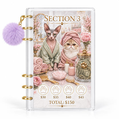 Cat 1K Savings Challenge A6 Clear Acrylic Cash Budget Binder Bundle