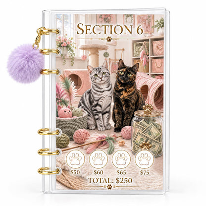 Cat 1K Savings Challenge A6 Clear Acrylic Cash Budget Binder Bundle