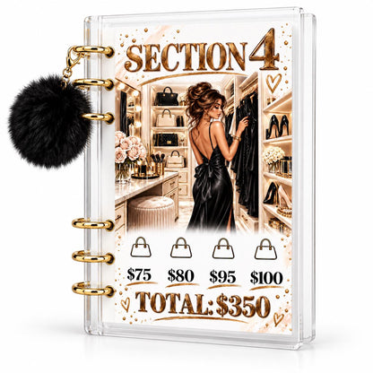 2K Savings Challenge A6 Clear Acrylic Budget Binder With Black Pom Pom