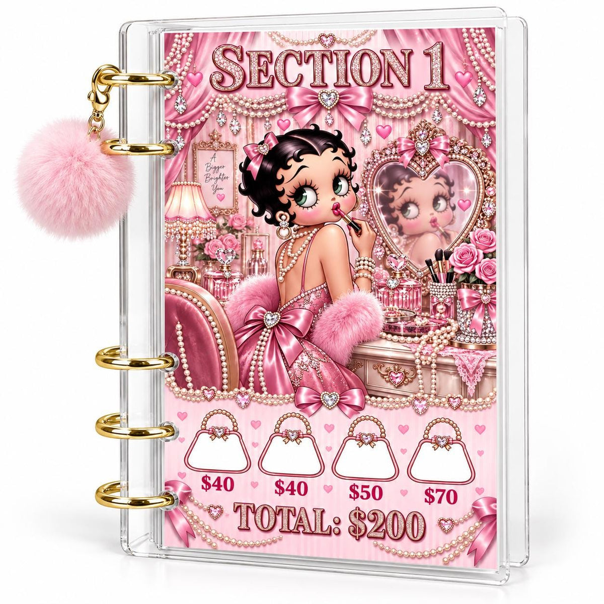 Pink Glam 2K Savings Challenge A6 Clear Acrylic Budget Binder