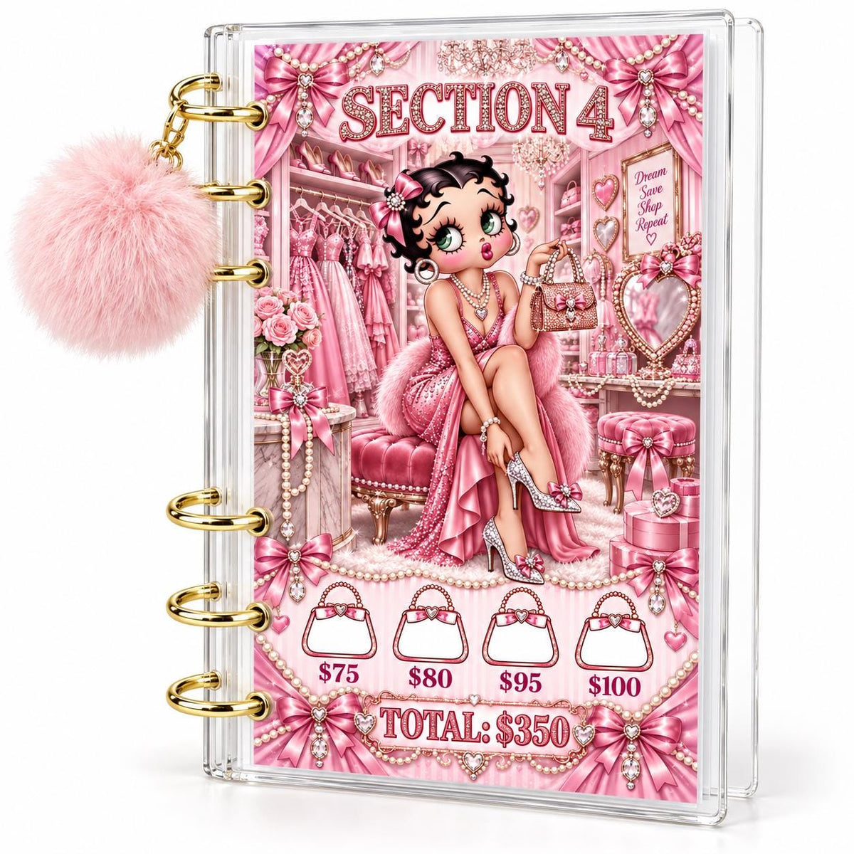Pink Glam 2K Savings Challenge A6 Clear Acrylic Budget Binder