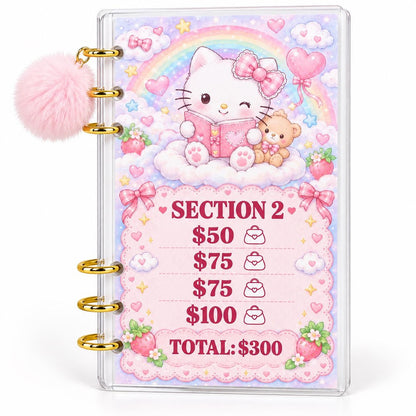 Pastel Kitten 2K Savings Challenge A6 Acrylic Binder Budgeting Bundle