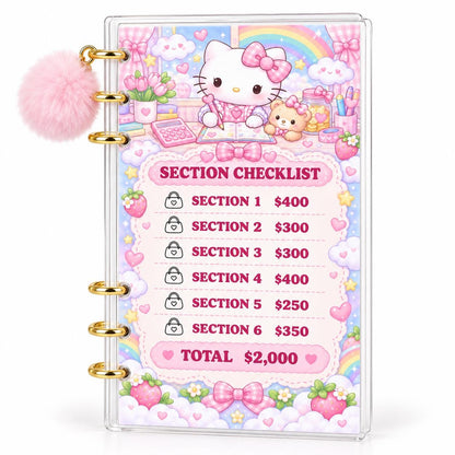 Pastel Kitten 2K Savings Challenge A6 Acrylic Binder Budgeting Bundle