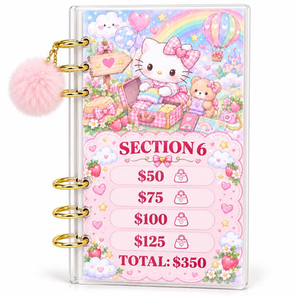 Pastel Kitten 2K Savings Challenge A6 Acrylic Binder Budgeting Bundle
