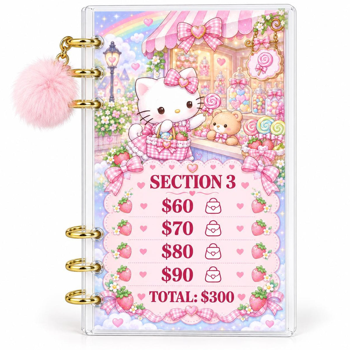 Pastel Kitten 2K Savings Challenge A6 Acrylic Binder Budgeting Bundle