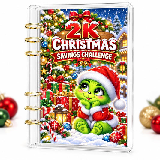 Green Christmas 2K Savings Challenge A6 Acrylic Budget Binder