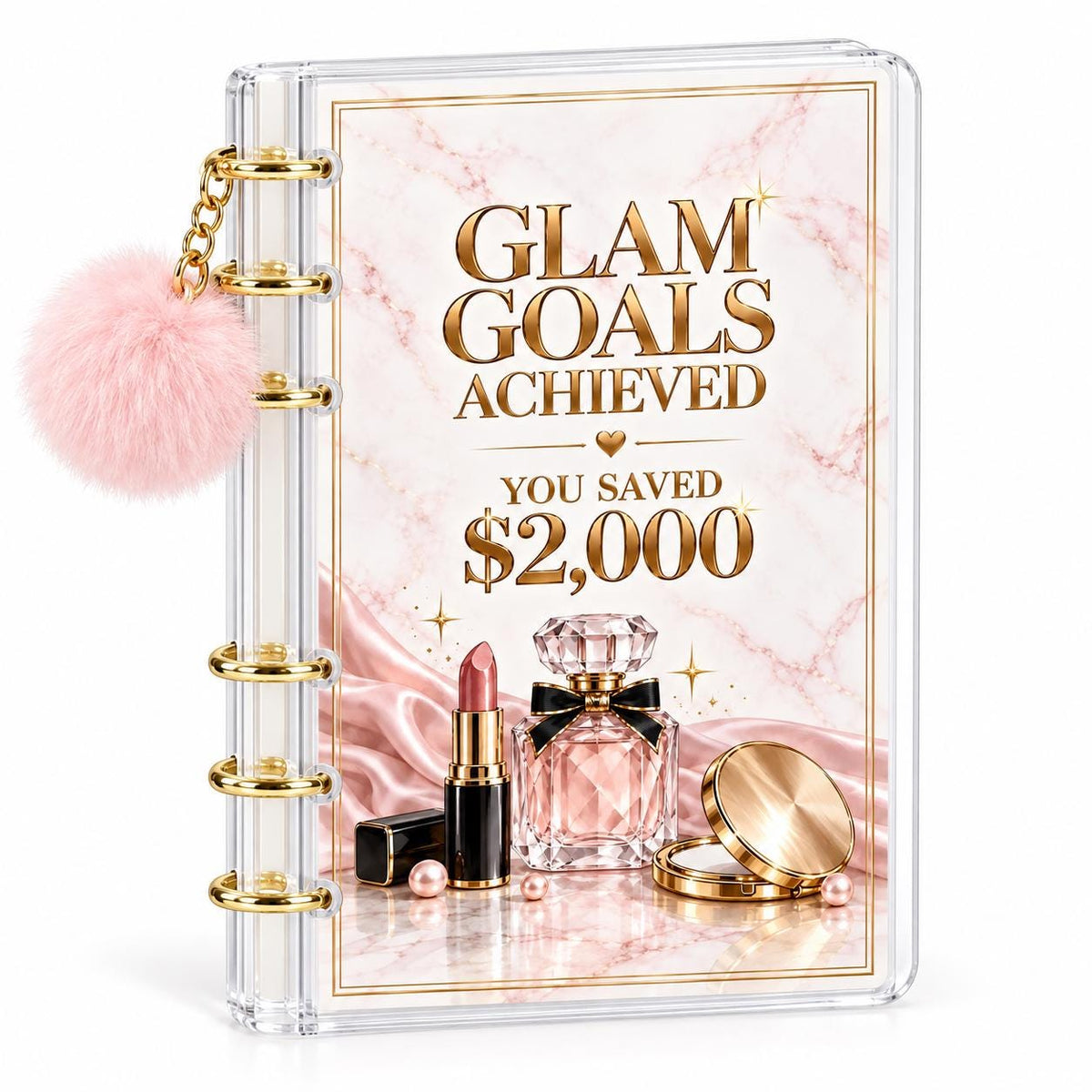 Pink Gold Makeup 2K Savings Challenge A6 Acrylic Binder Budget Bundle