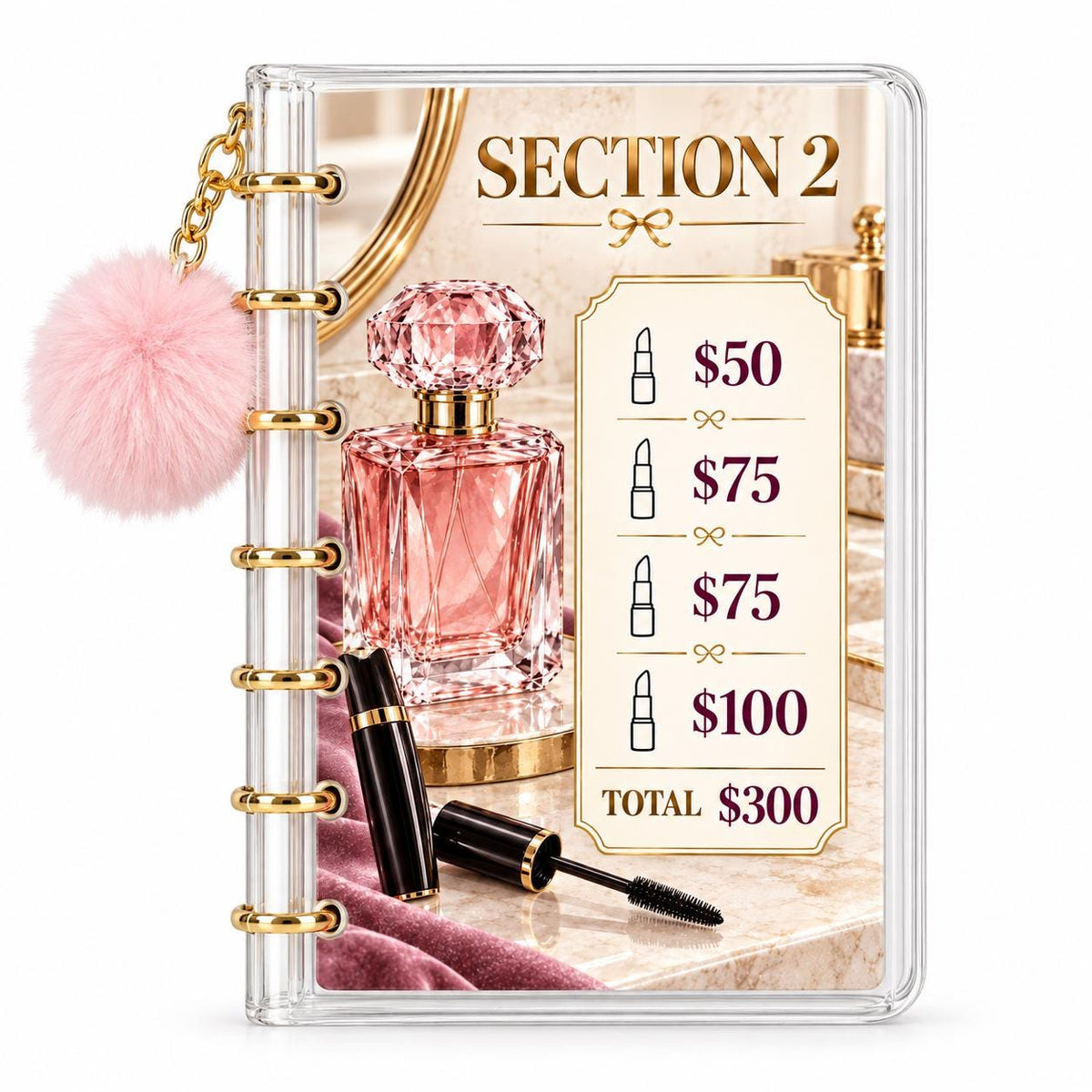 Pink Gold Makeup 2K Savings Challenge A6 Acrylic Binder Budget Bundle
