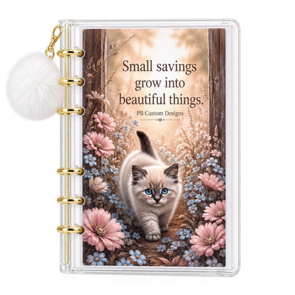 White Kitten 1K Savings Challenge A6 Acrylic Binder Budget Bundle: Physical Product for Saving 1000 Dollars