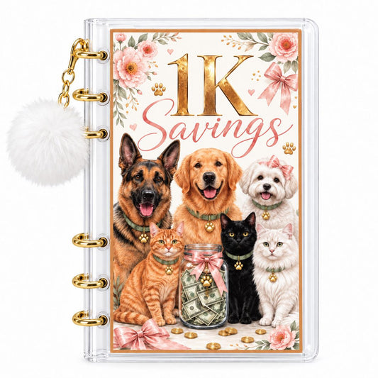 Dog Cat Savings Challenge Binder Bundle: 1K Goal