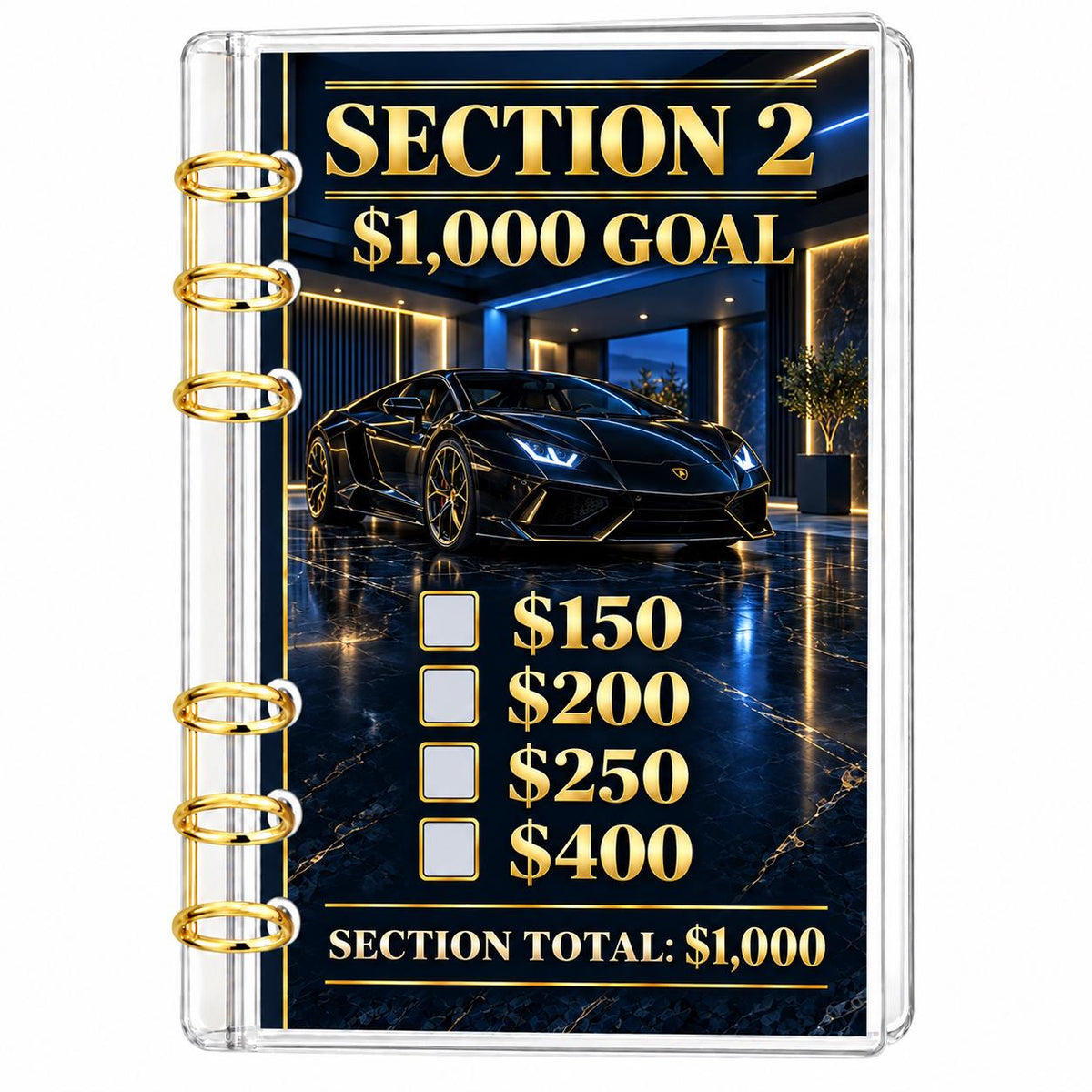 Mens 12000 Savings Challenge A6 Acrylic Binder Budget Planner Gift for Him