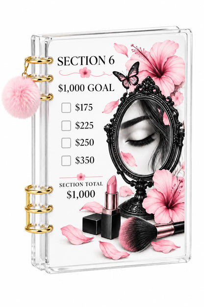 Pink Butterfly A6 Binder: Floral Savings Challenge