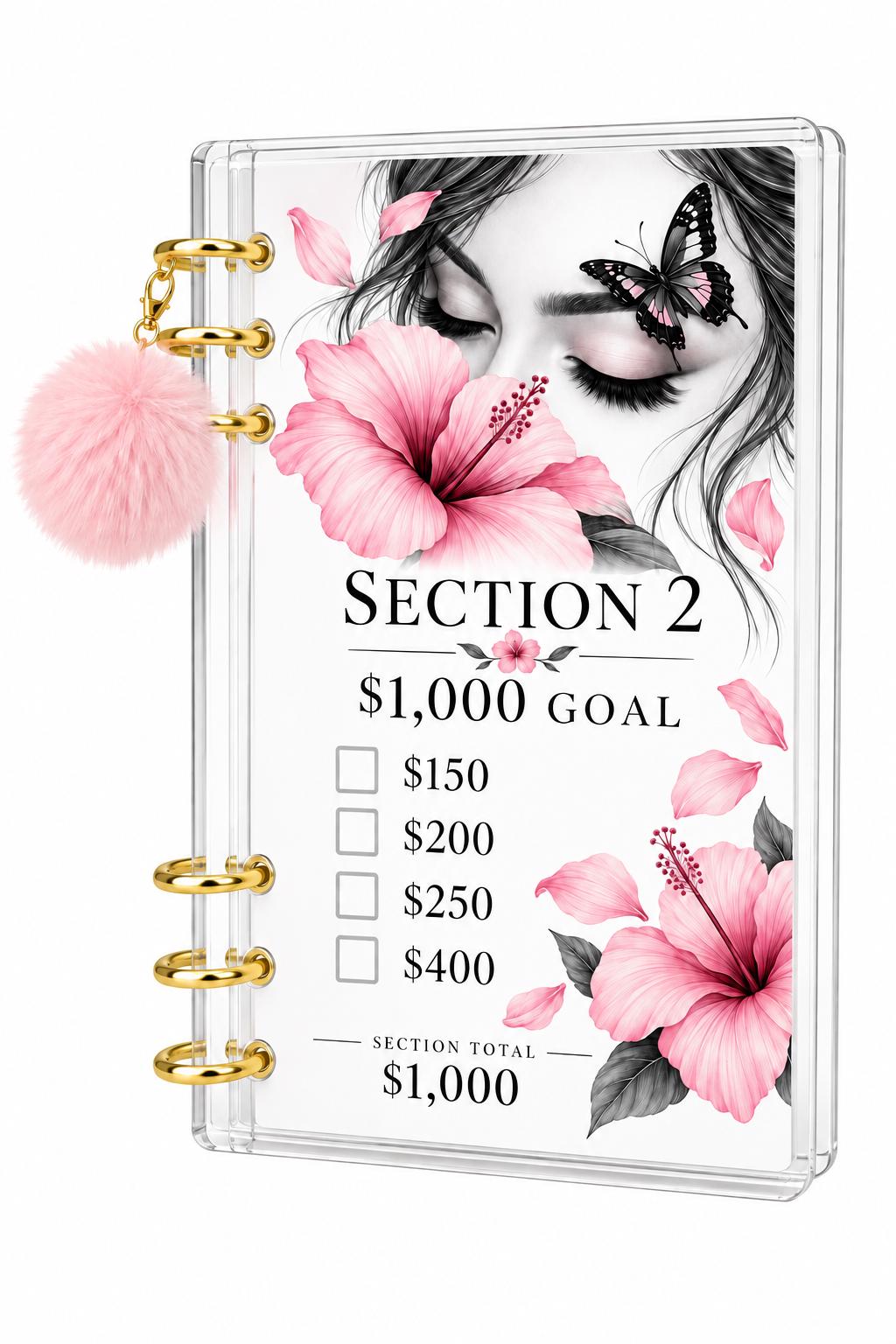 Pink Butterfly A6 Binder: Floral Savings Challenge