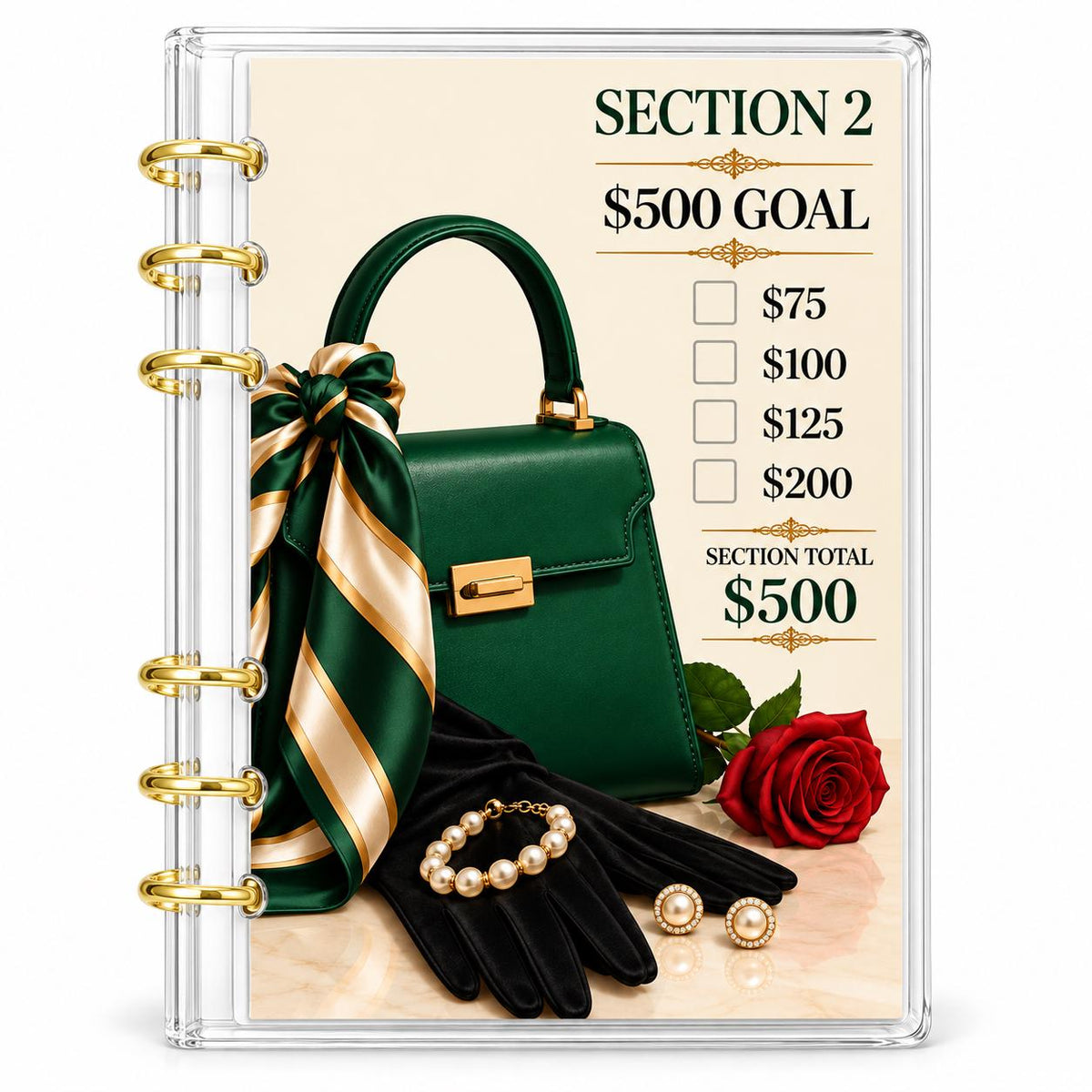Emerald Elegance 2K Savings Challenge A6 Clear Acrylic Binder Bundle
