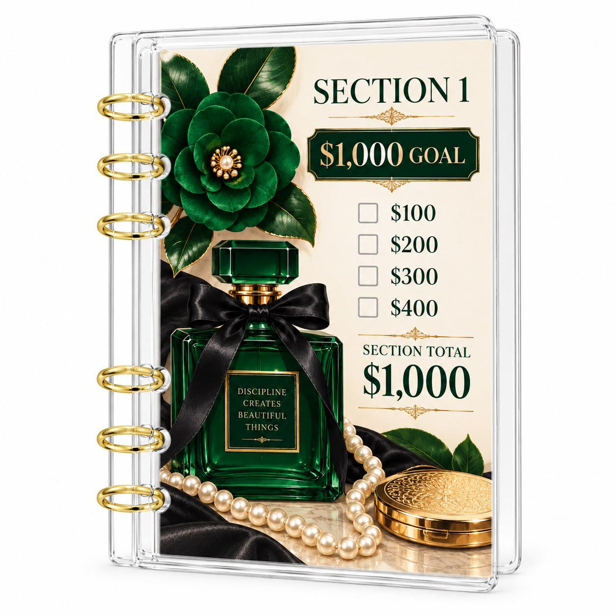 Emerald Elegance 2K Savings Challenge A6 Clear Acrylic Binder Bundle