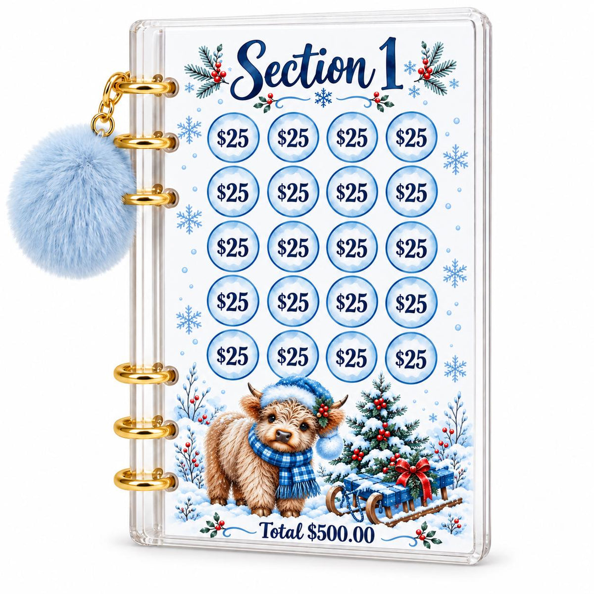 Highland Cow Savings Challenge Binder: 2500 Goal