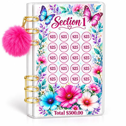 Floral Butterfly 2500 Savings Challenge A6 Binder Budget Bundle