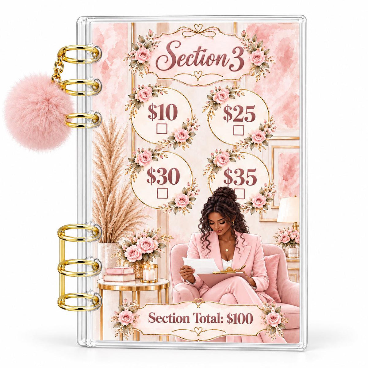 Uptown Blush 1K Savings Challenge A6 Acrylic Binder