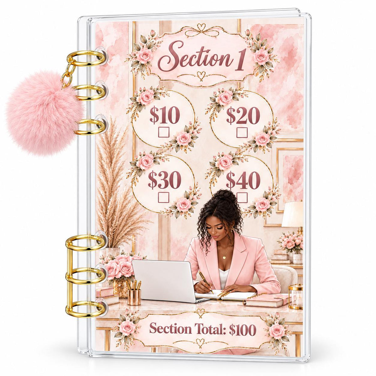 Uptown Blush 1K Savings Challenge A6 Acrylic Binder