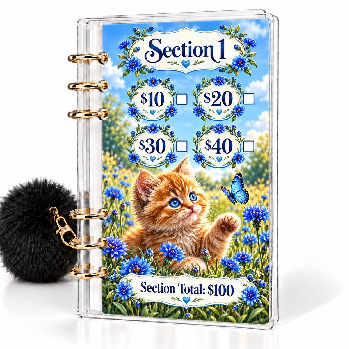 Whiskers & Wildflowers 1K Savings Challenge A6 Binder Bundle