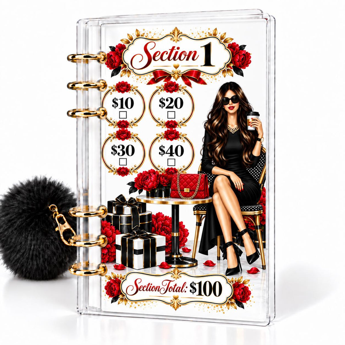Red Luxe 1K Savings Challenge A6 Cash Binder Bundle