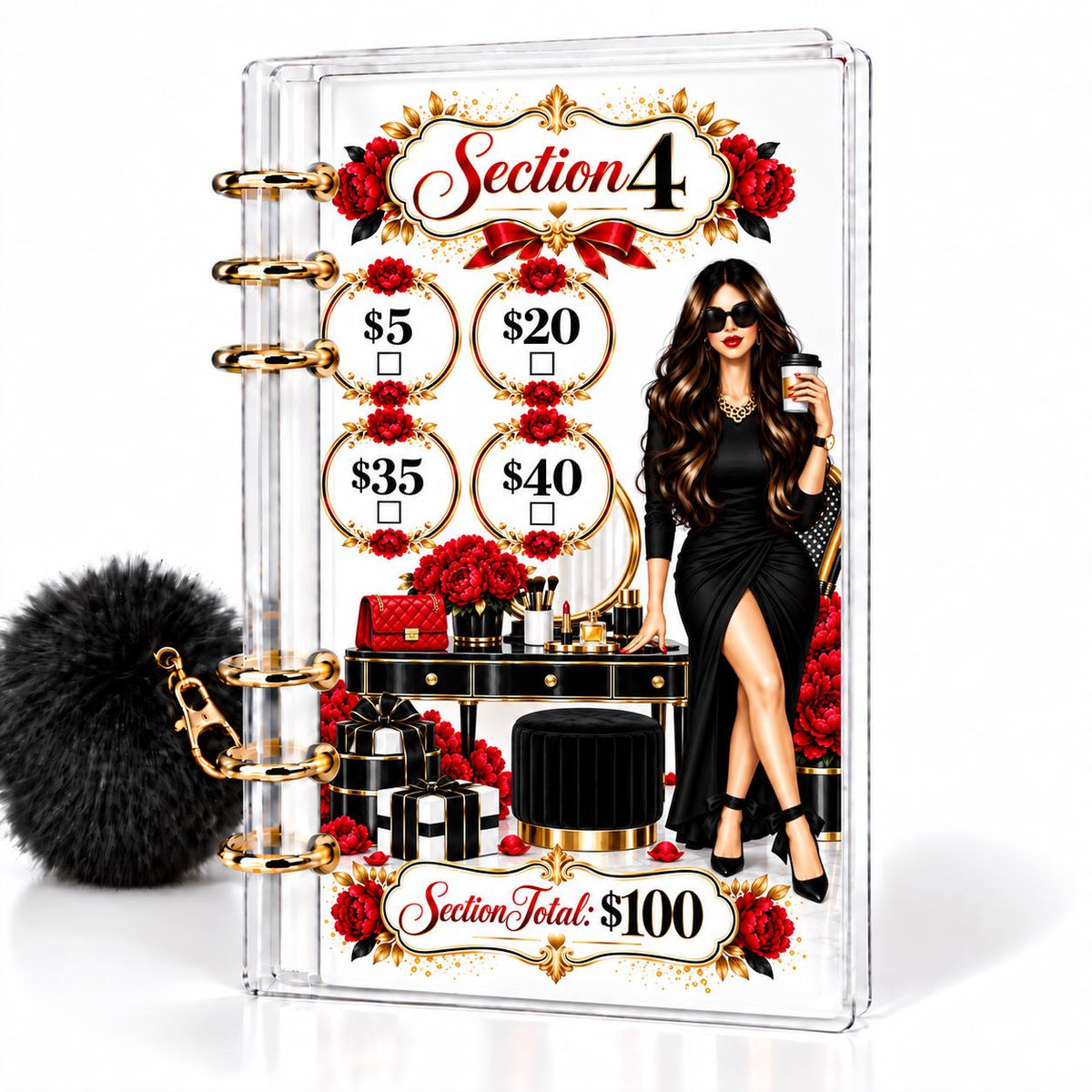 Red Luxe 1K Savings Challenge A6 Cash Binder Bundle