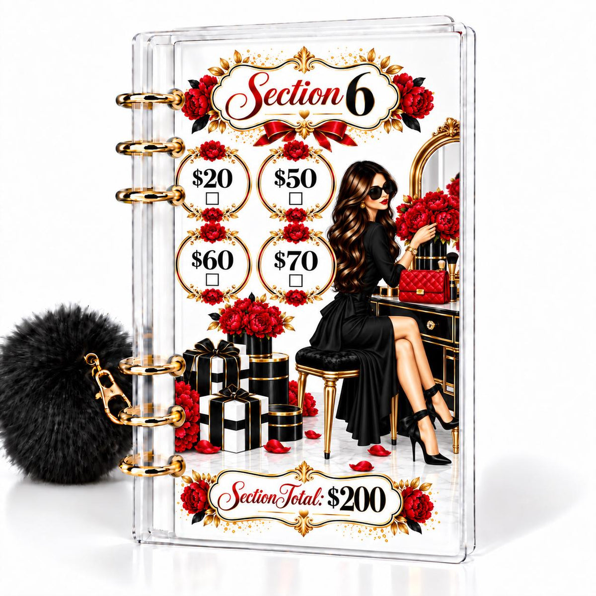Red Luxe 1K Savings Challenge A6 Cash Binder Bundle