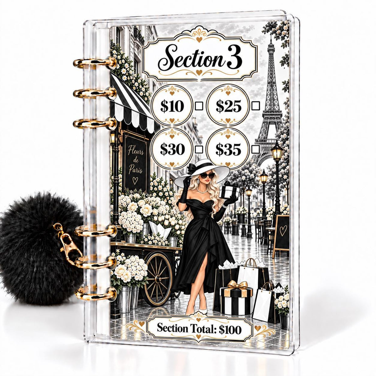 Parisian Chic 1K Savings Challenge A6 Cash Binder Bundle